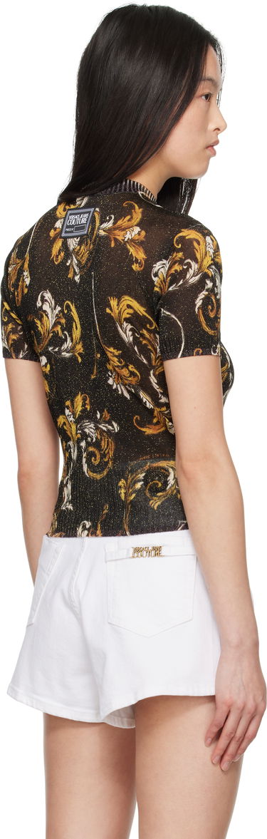 Tričko Versace Versace Jeans Couture Barocco Lurex Knit Top Čierna | E78HAFM07_ECMN45, 2