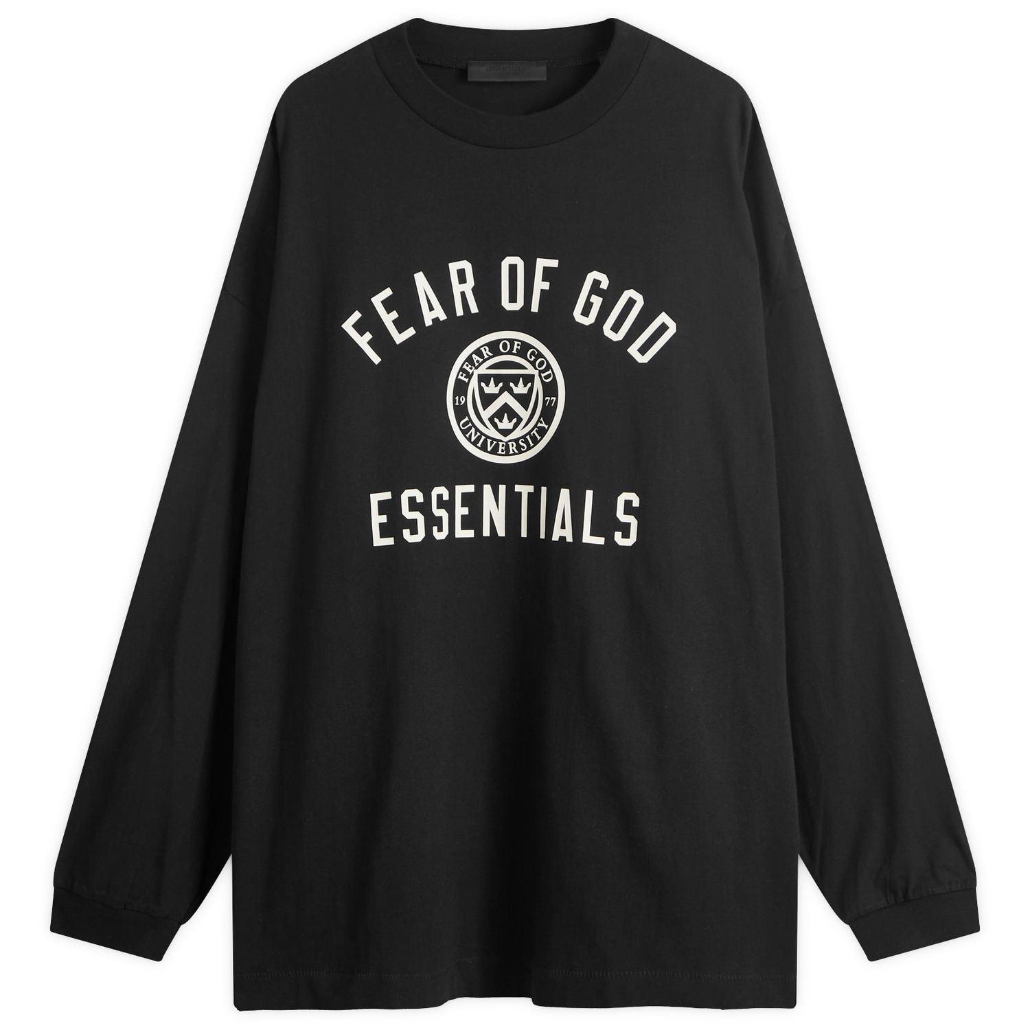 Tričko Fear of God ESSENTIALS Crest Logo Long Sleeve T-Shirt Čierna | 125HO244200F, 0
