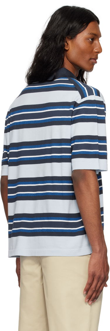 Polo tričko MAISON KITSUNÉ Maison Kitsuné Fine Gauge Striped Polo with Fox Head Patch Modrá | OM00201KT1119, 2