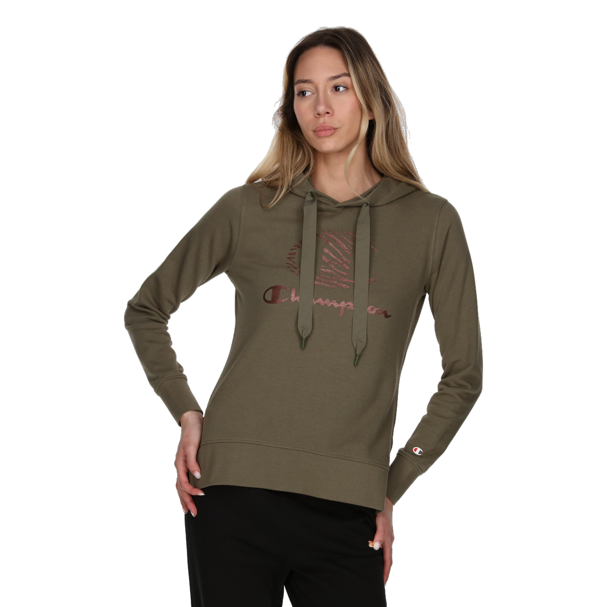 Mikina Champion CLASSIC Glitter Script Hoodie Zelené | 117321-GS030, 0