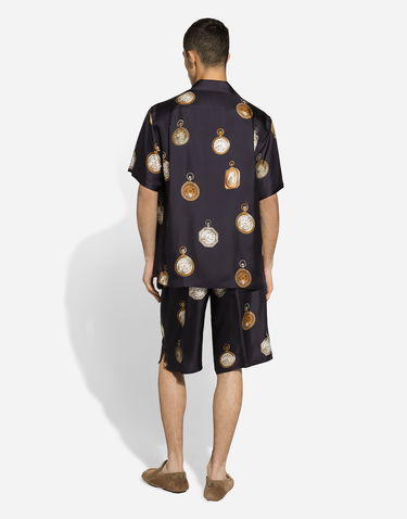 Košeľa Dolce & Gabbana Silk Twill Hawaiian Shirt With Watch Print Čierna | G5JH9TIS1VFHB5EP, 2