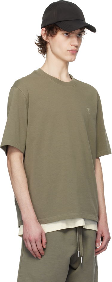 Tričko AMI AMI Paris Cotton Tonal Ami de Coeur T-Shirt Hnedá | UTS074.726, 4