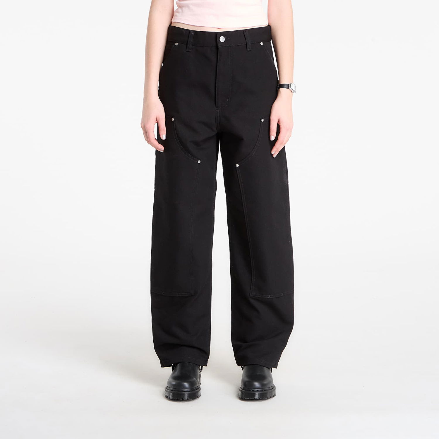 Nohavice Carhartt WIP Brandon Double Knee Wide Leg Pants Čierna | I036352.8901, 0