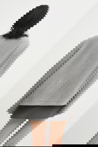 Kabáty Lacoste Wool Blend Cropped Peacoat Šedá | BF5309, 2