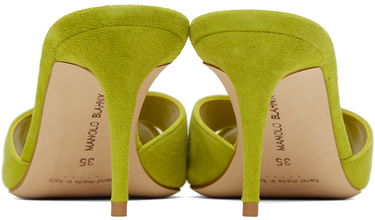 Doplnky Manolo Blahnik Manolo Blahnik Mumbimu Suede Heeled Mules Zelené | 123-2180, 1