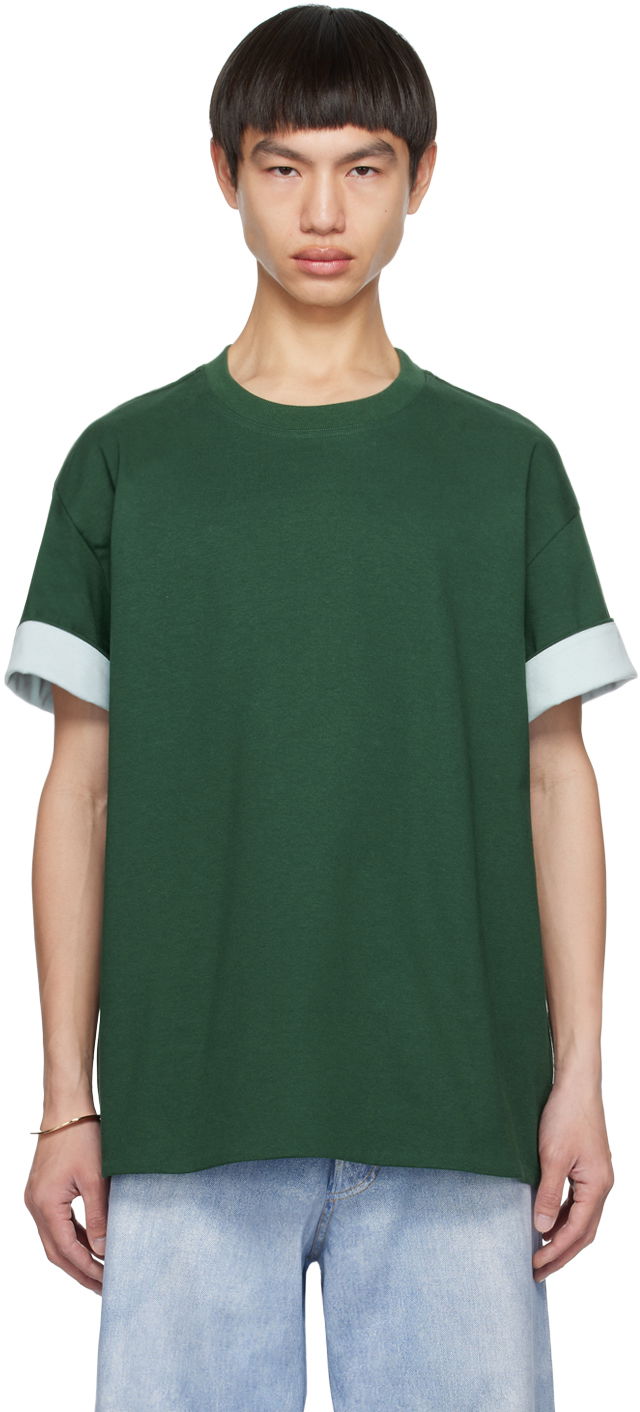Tričko Bottega Veneta Double Layer T-Shirt Zelené | 744998 V16E0, 0