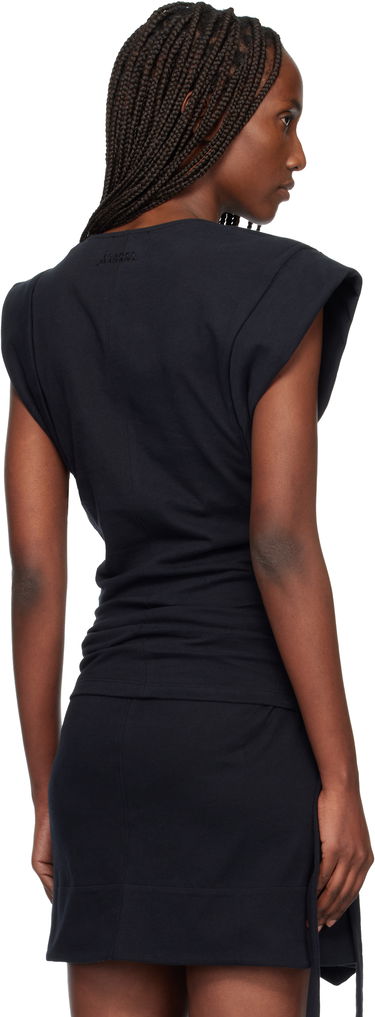 Tričko ISABEL MARANT Maisan Shoulder-Padded Ruched T-shirt Čierna | TS0207FA-A1N41I, 2