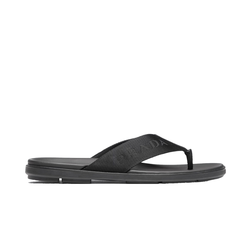 Tenisky a topánky Prada Nylon Tape Thong Sandals Black Leather (Men's) Čierna | 2Y3028_3L74_F0002