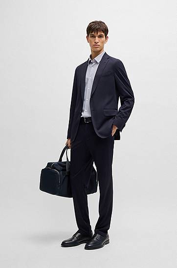 Košeľa BOSS Slim-Fit Performance-Stretch Printed Jersey Shirt Modrá | 50539392, 1