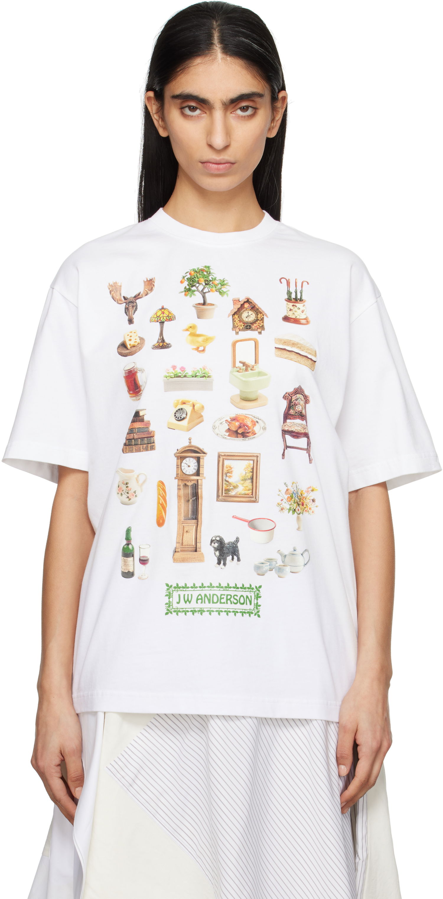 Tričko JW Anderson JW Anderson Diorama Graphic T-Shirt Biela | JT0288-PG1551, 0