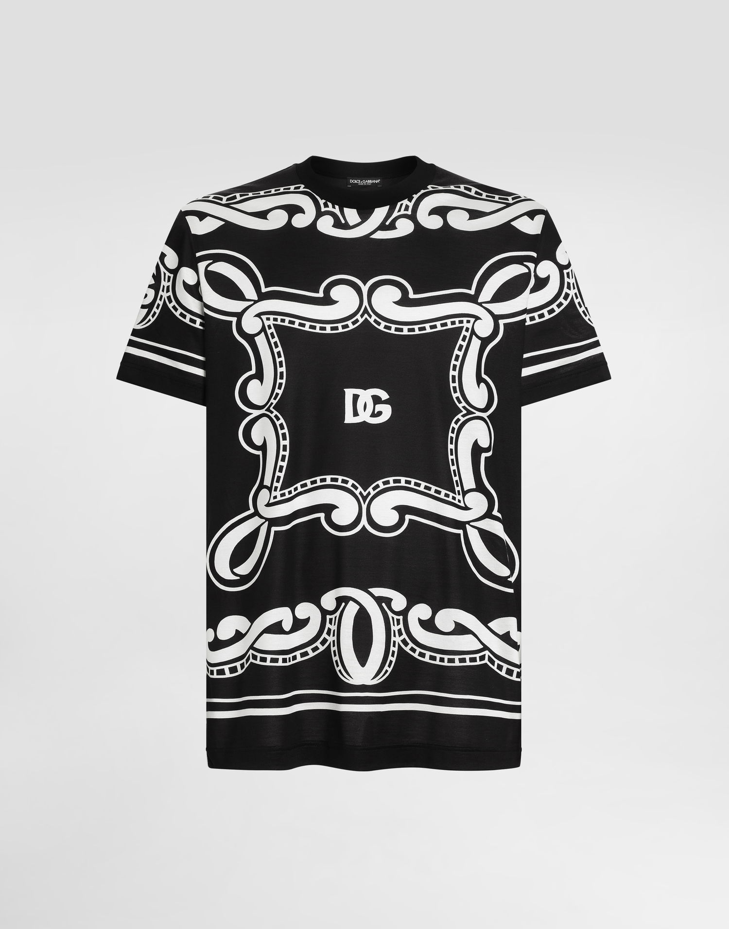 Tričko Dolce & Gabbana Dolce & Gabbana Bandanna Print Silk T-Shirt Čierna | G8RN8TII7FMHN9RA, 0