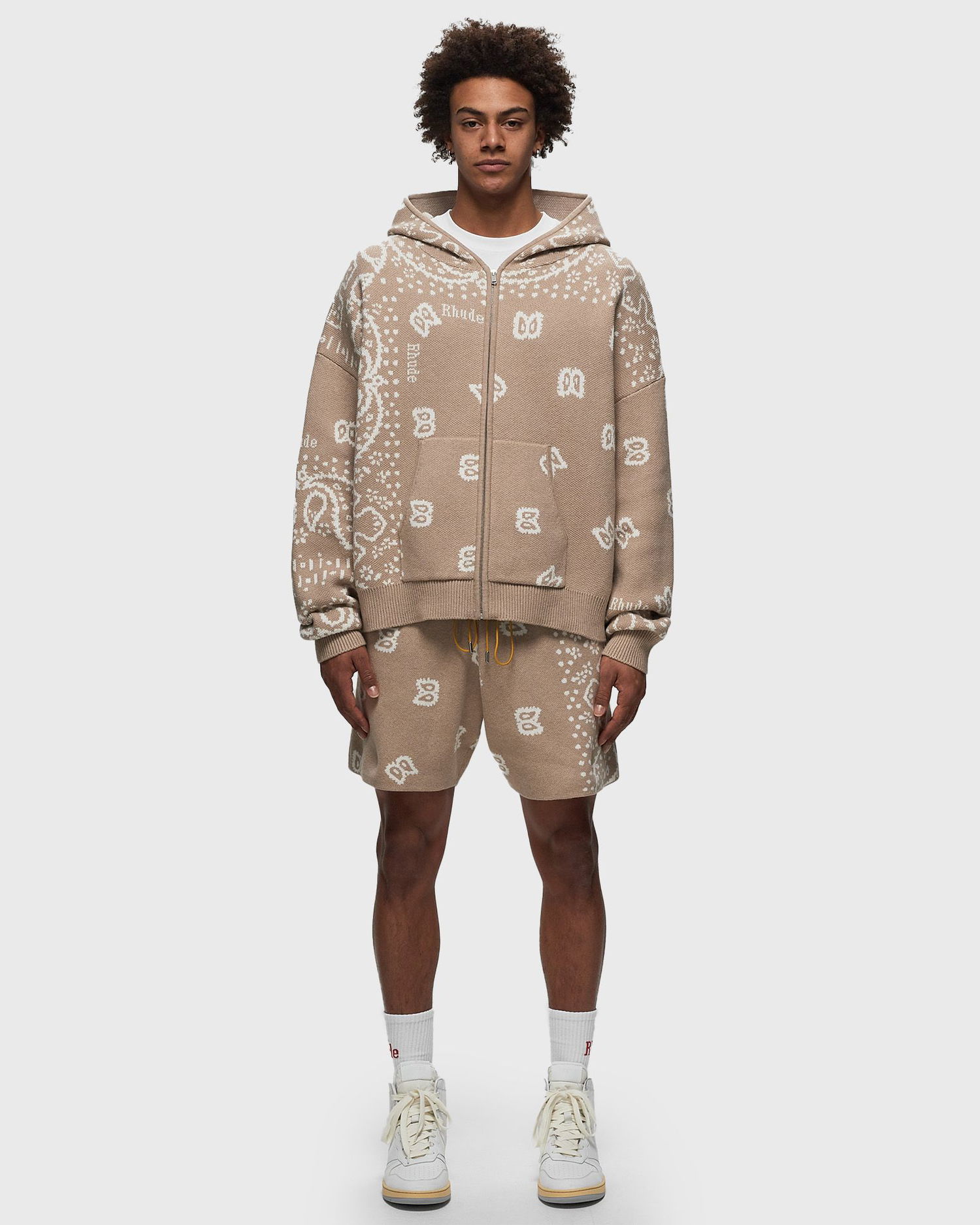 Mikina Rhude Jacquard Hoodie Béžová | RHPS24SW02973517, 1
