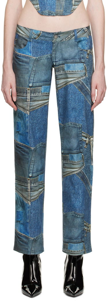 Džínsy Miaou Miaou Atlas Patchwork Printed Trousers Modrá | 1023SCDEN, 0