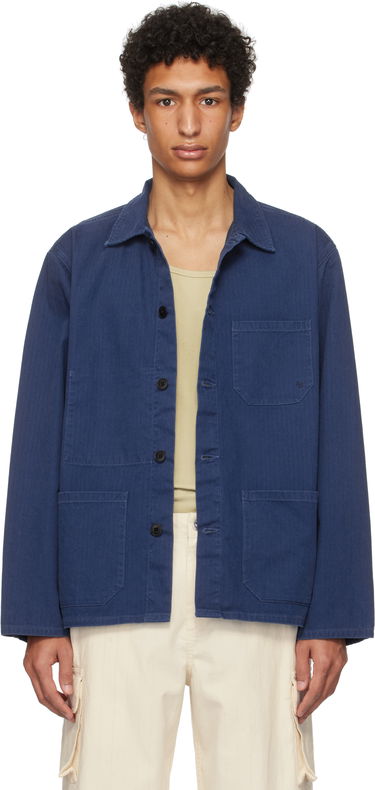 Košeľa Nudie Jeans Buddy Herringbone Chore Jacket Modrá | 160881, 0