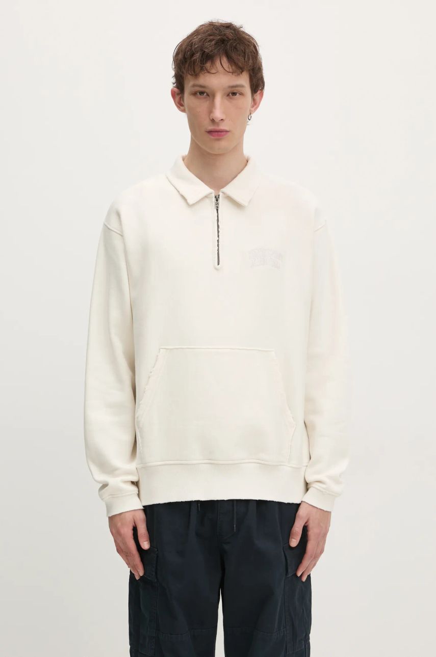 Mikina thisisneverthat thisisneverthat Damaged Half Zip Polo Sweatshirt Biela | TN243TSWOW02, 0