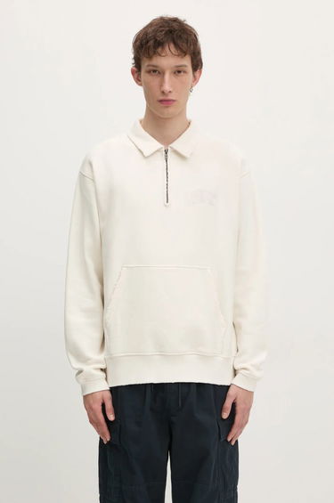 Mikina thisisneverthat thisisneverthat Damaged Half Zip Polo Sweatshirt Biela | TN243TSWOW02, 0