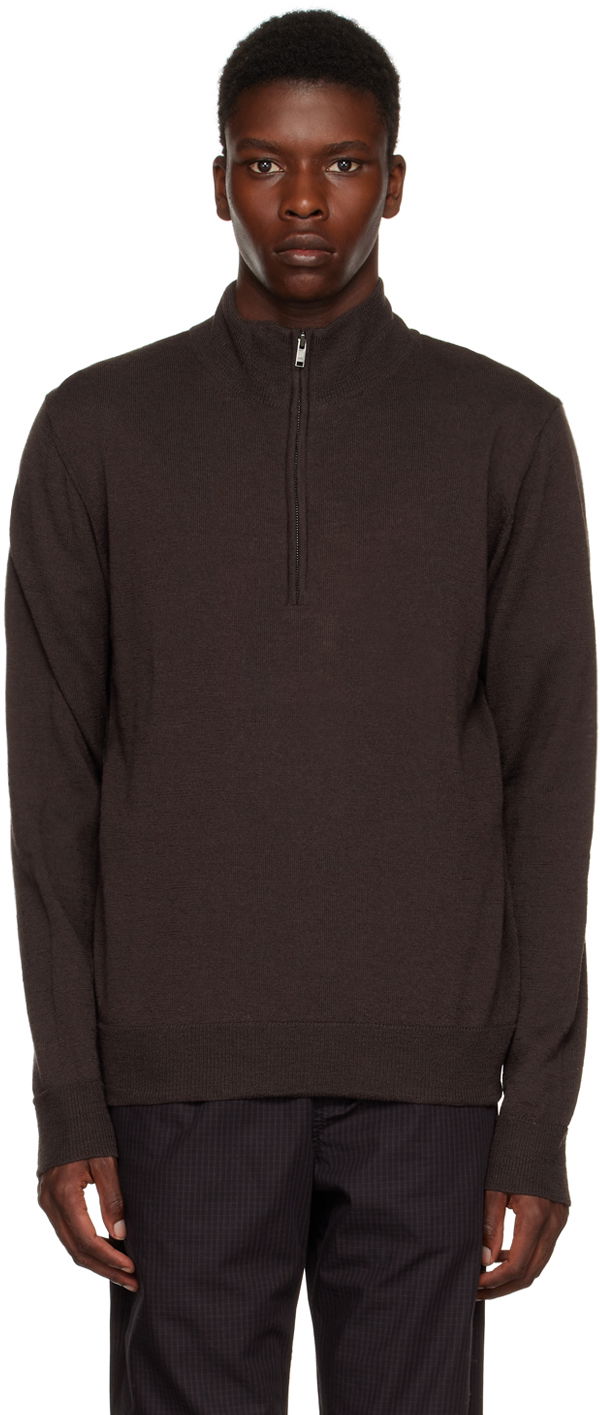 Mikina WOOD WOOD Quarter-Zip Long Sleeve Sweater Hnedá | 12235508-4082, 0
