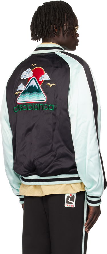 Bomber bunda Casablanca Casablanca Embroidered Satin Bomber Jacket Tyrkysová | MPF25-JK-383-01, 2
