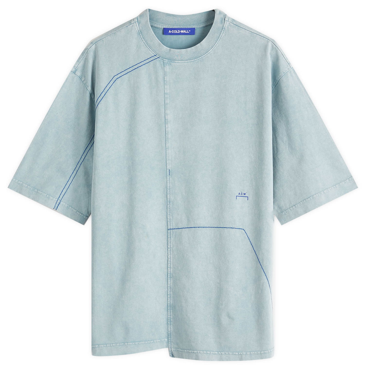Tričko A-COLD-WALL* A-COLD-WALL* Oblique T-Shirt, Size Large Modrá | ACWMTS208-GRYGRN, 0