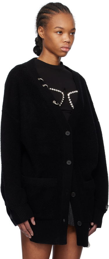 Sveter We11done We11done Pierced Oversized Cashmere Cardigan Čierna | WD-KC0-25-673-W-BK, 1