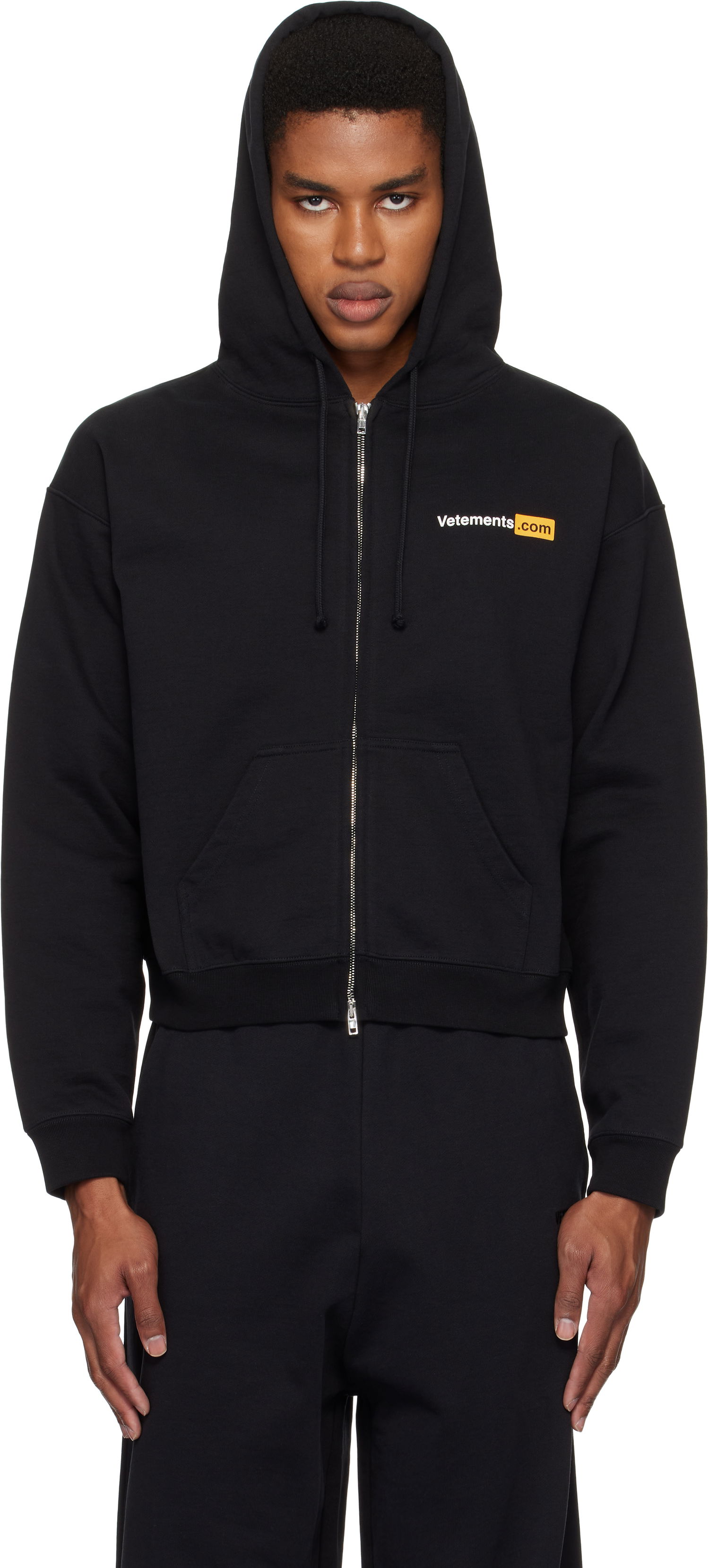 Mikina VETEMENTS Fitted Zip-Up Hoodie with Logo Čierna | UA66HD830B, 0