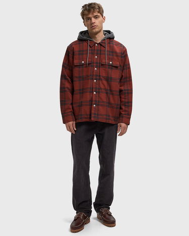 Bunda Levi's Sherpa Lined Hooded Flannel Shirt Jacket Červená | 003AZ-0001, 2