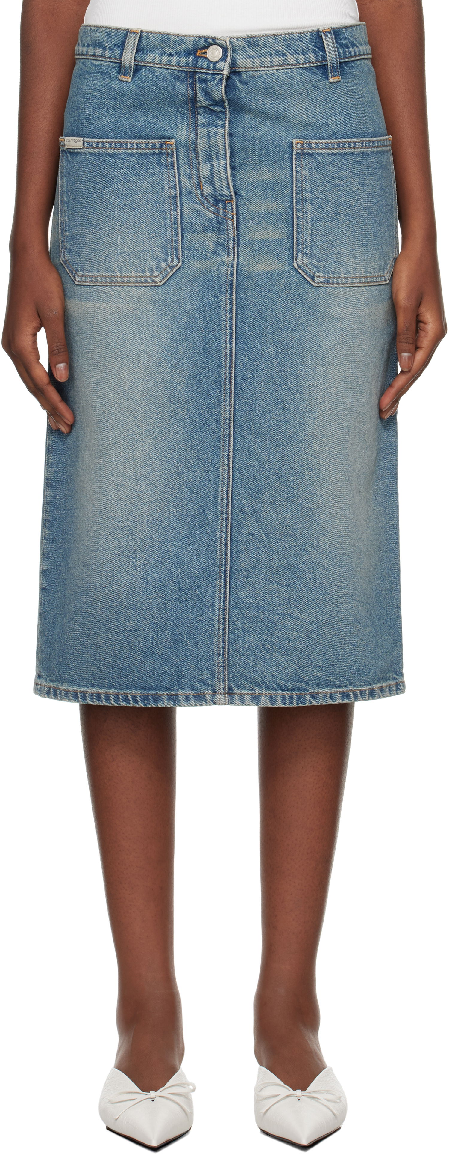 Sukňa Courrèges Faded Denim Midi Skirt Modrá | 324DJU183DE0033, 0