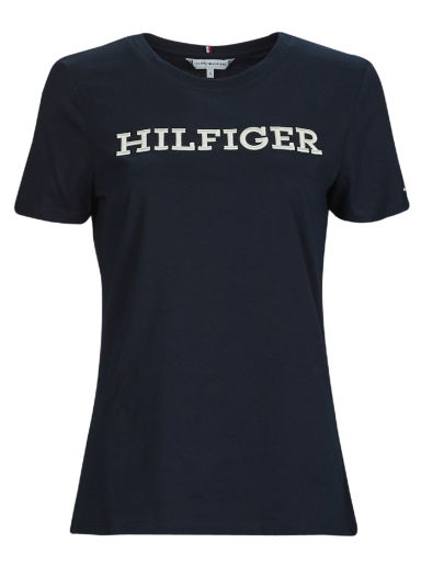 Tričko Tommy Hilfiger T shirt MONOTYPE EMB Čierna | WW0WW40057-DW5