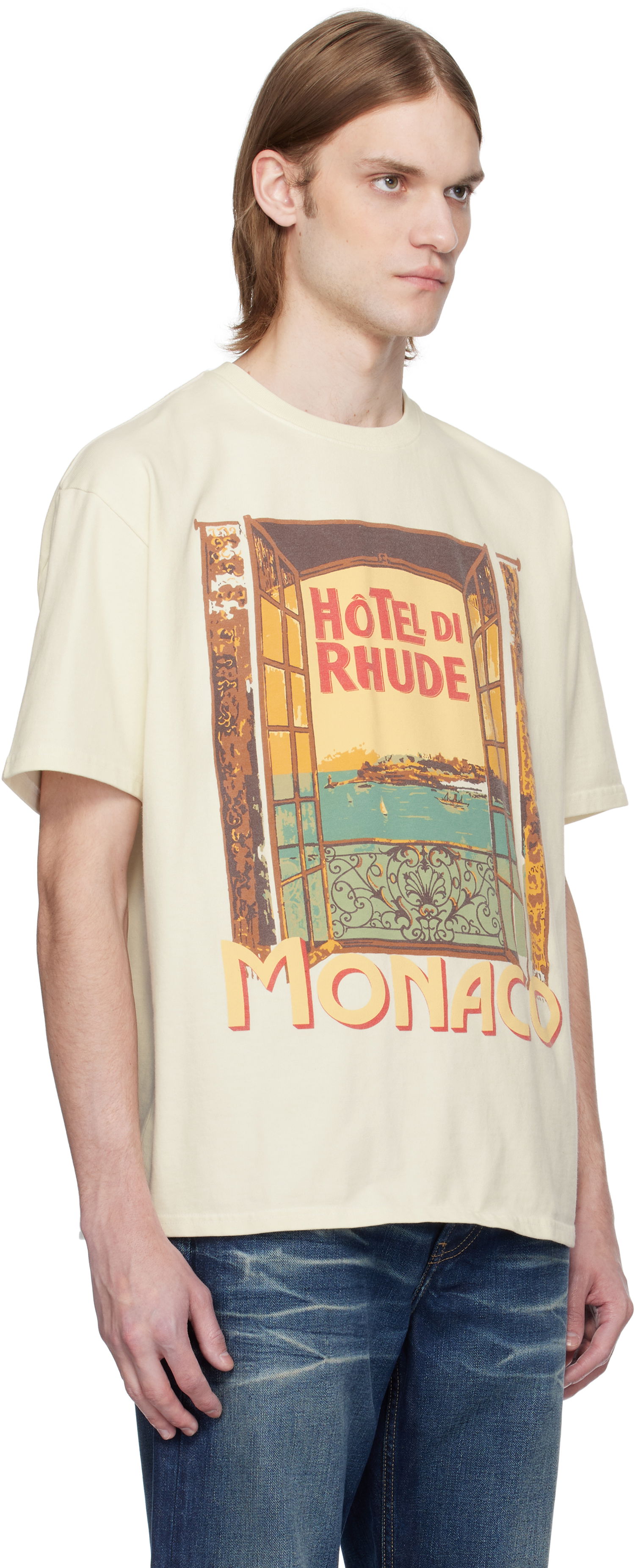 Tričko Rhude Rhude Hotel Di Monaco Graphic T-Shirt Béžová | RHSS25TT10012, 1