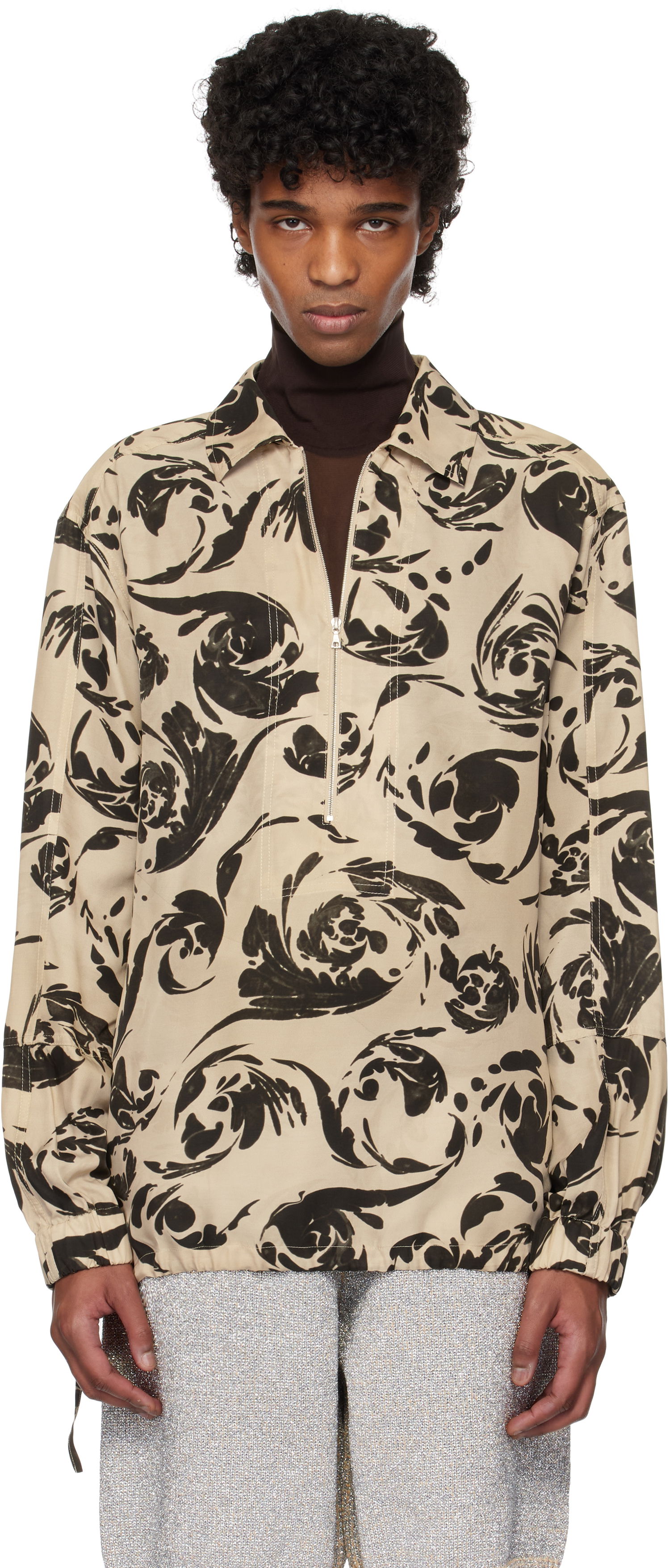 Košeľa Dries Van Noten Dries Van Noten Printed Half Zip Shirt Béžová | 251-020715-1101, 0