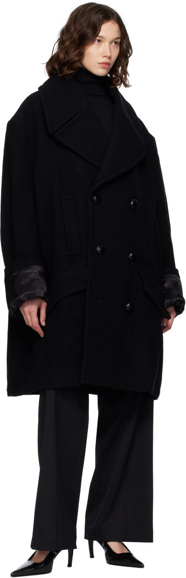 Kabáty Maison Margiela MM6 Maison Margiela Wool Felt Double-Breasted Coat Čierna | S52AA0195 M35469, 3