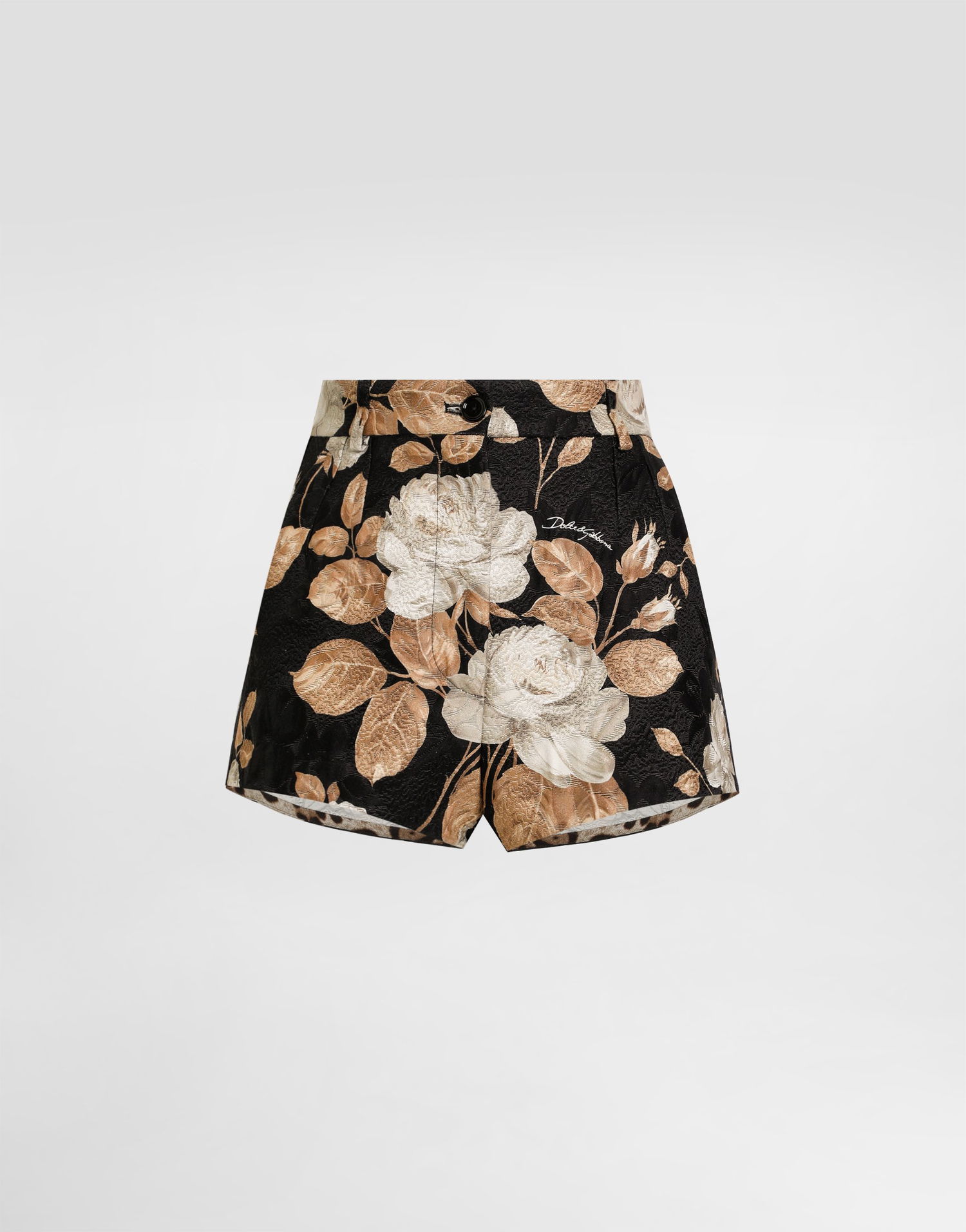Šortky Dolce & Gabbana Dolce & Gabbana Vintage Rose-Print Brocade Shorts Čierna | FTDCJTFSTBRHN5QQ, 0