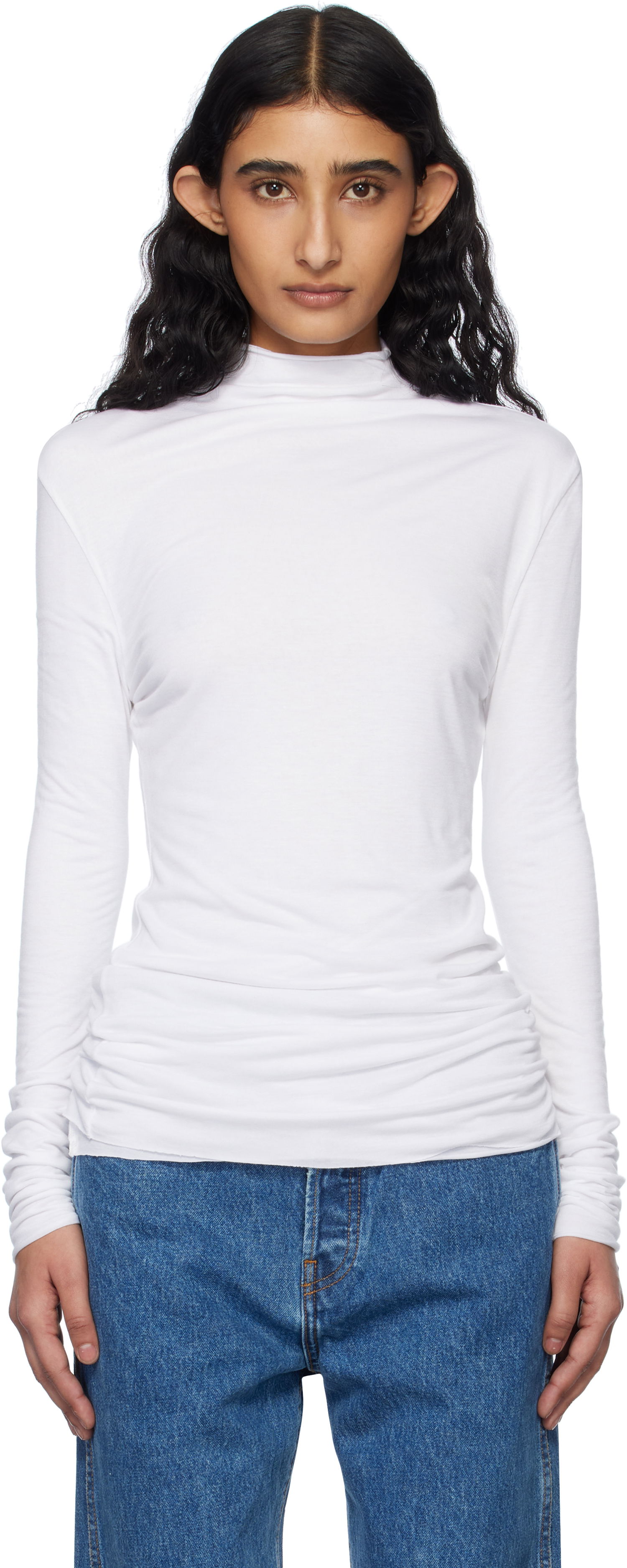 Tričko Khaite KHAITE Rolina Mock Neck Top Biela | 23674100, 0