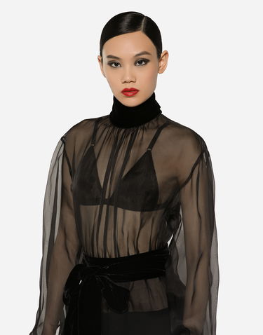 Šaty Dolce & Gabbana Short Wool Crepe And Organza Dress Čierna | F6JNDTGDCO9N0000, 3