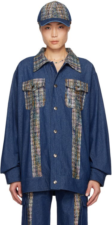 Šiltovka Anna Sui Anna Sui Denim Jacket with Tweed Panels Modrá | M1024B33, 0