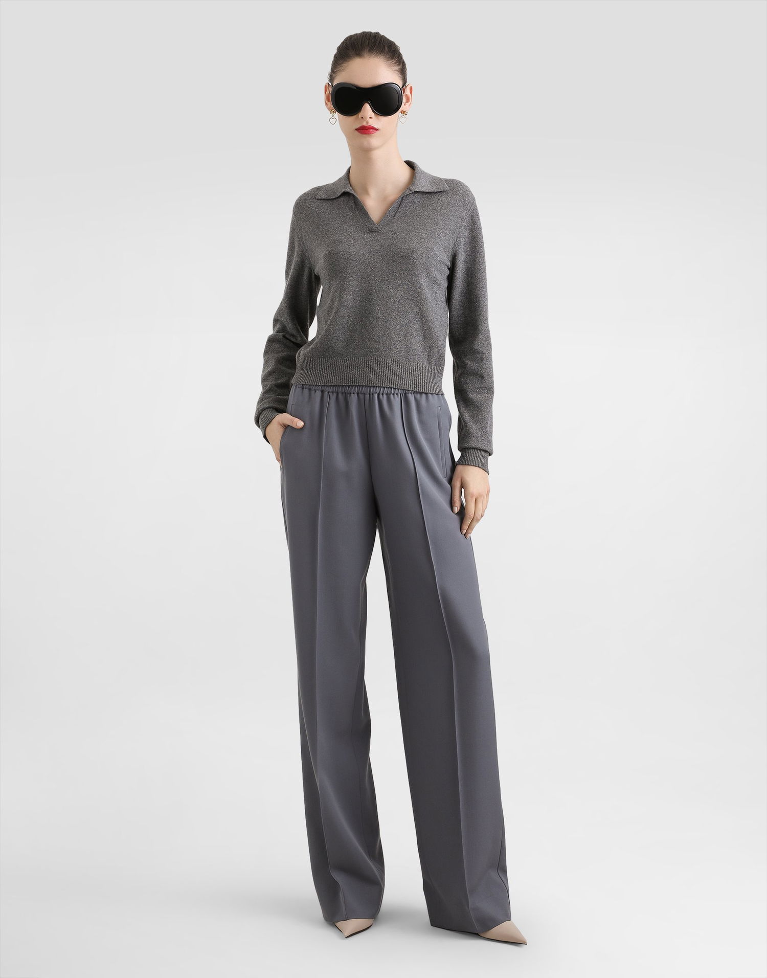 Nohavice Dolce & Gabbana Dolce & Gabbana Wool Gabardine Trousers Šedá | FTC6ZTFU2OWN0496, 1
