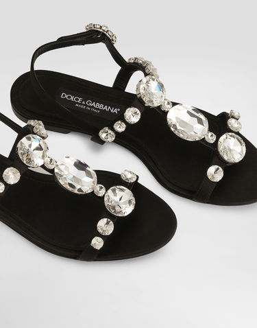 Tenisky a topánky Dolce & Gabbana Satin Sandals With Gemstone Embellishment Čierna | CQ0601A9T438S488, 3