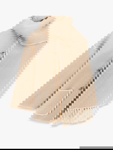 Kabáty TOTEME Beige Wool Blend Fringed Shawl Collar Coat by Toteme Béžová | 222117201867, 0