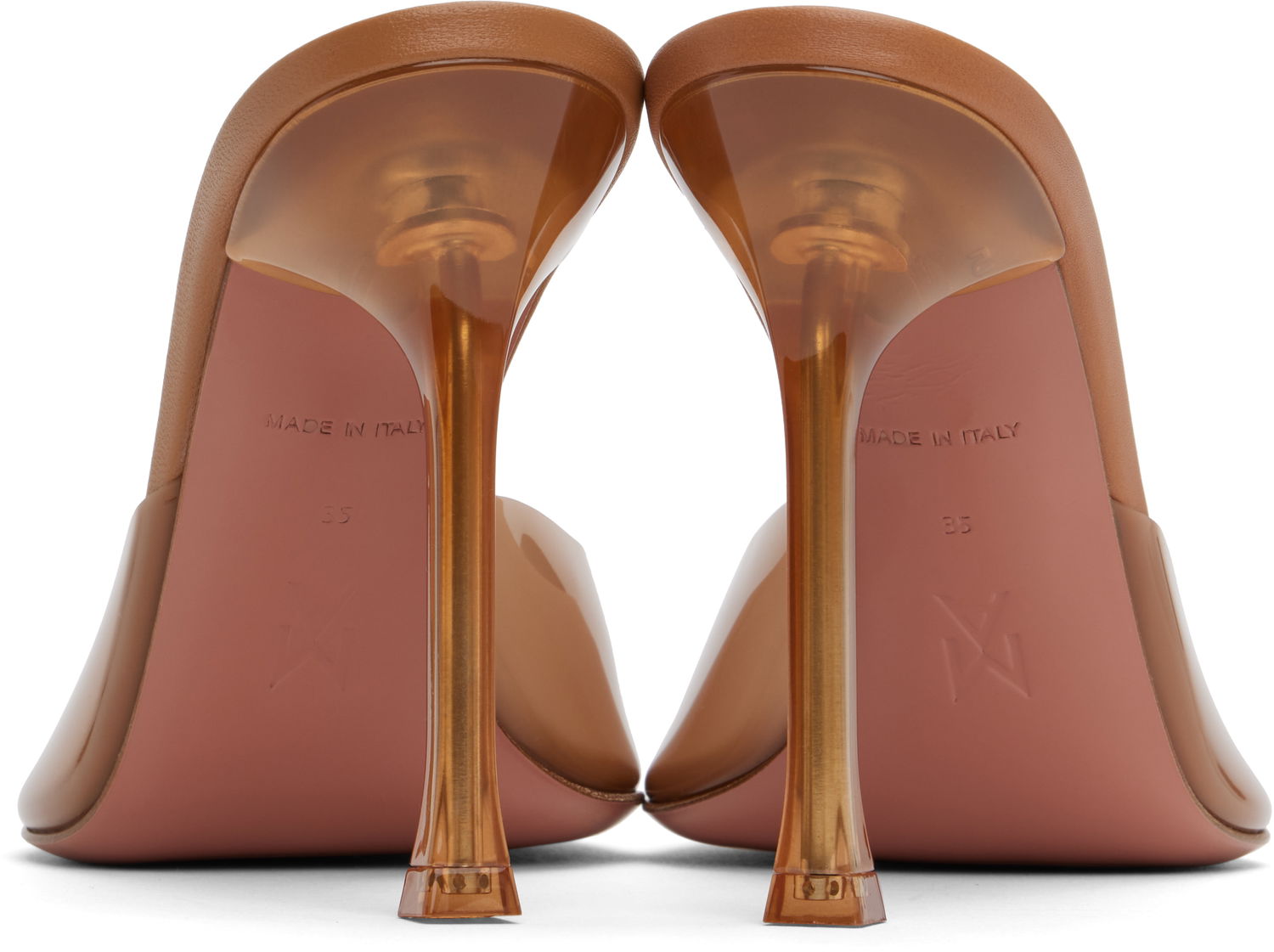 Oblečenie Amina Muaddi Amina Muaddi Alexa Glass Slipper 105 Heeled Sandals Hnedá | ALEXA GLASS SLIPPER PVC, 1