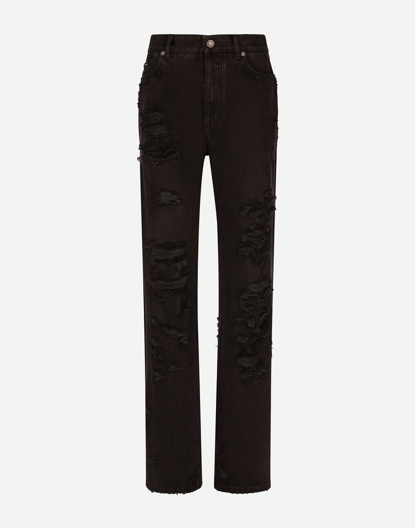 Džínsy Dolce & Gabbana Flared Jeans with Ripped Details Čierna | FTCGNDG8HR2S9001