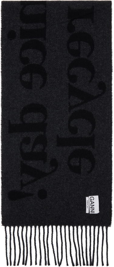 Šál GANNI Ganni Fringed Wool Scarf Čierna | A6423, 1