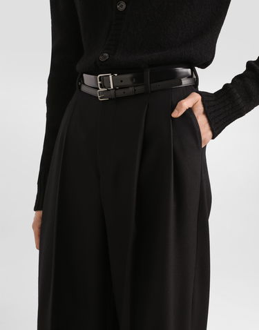 Nohavice Dolce & Gabbana Dolce & Gabbana Pleated Wide-Leg Cuffed Hem Wool Trousers 50 Čierna | GP168THU2A8N0000_1, 3