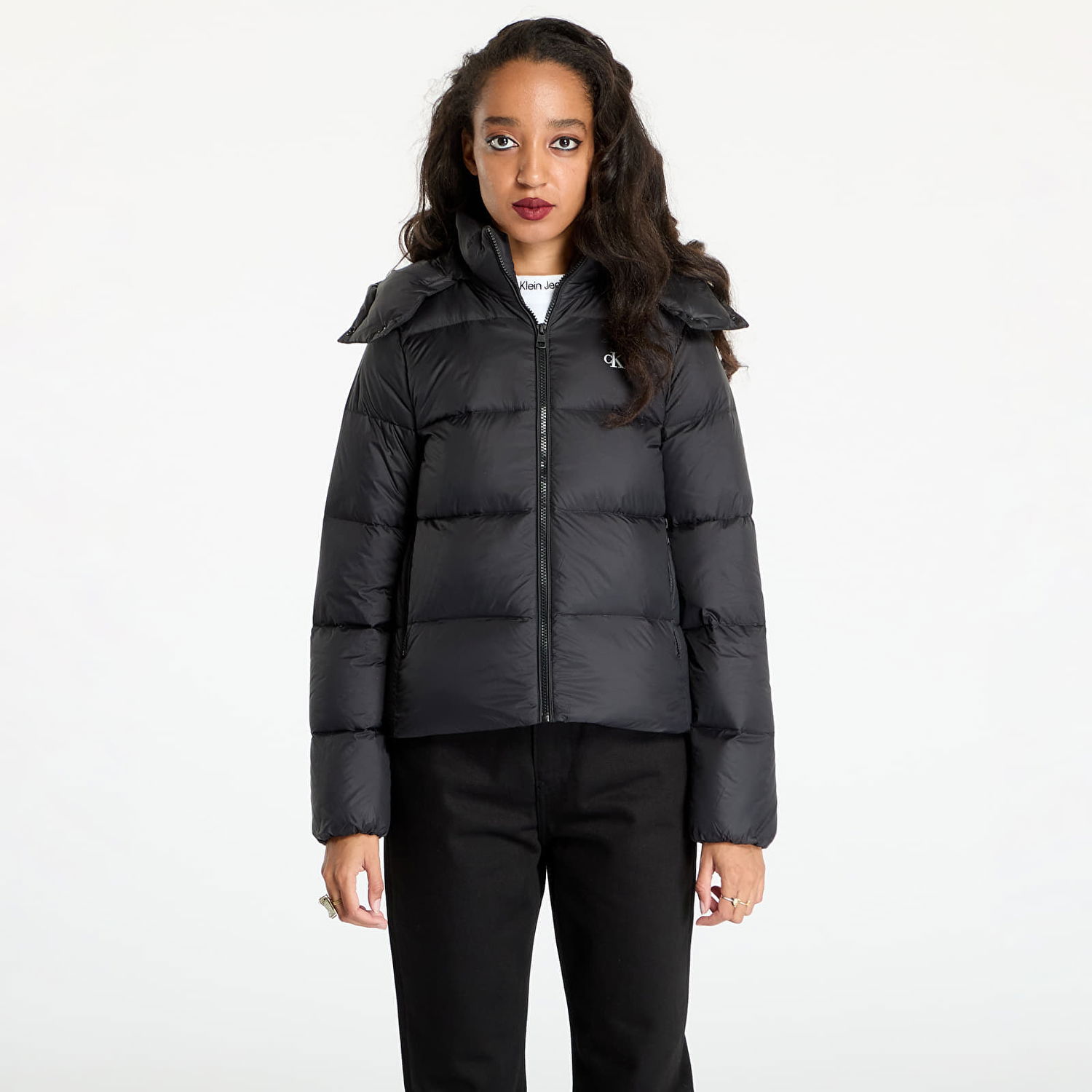 Prešívaná bunda CALVIN KLEIN Jacket Jeans Mw Down Short Puffer Jacket Black XS Čierna | J20J223571 BEH, 0