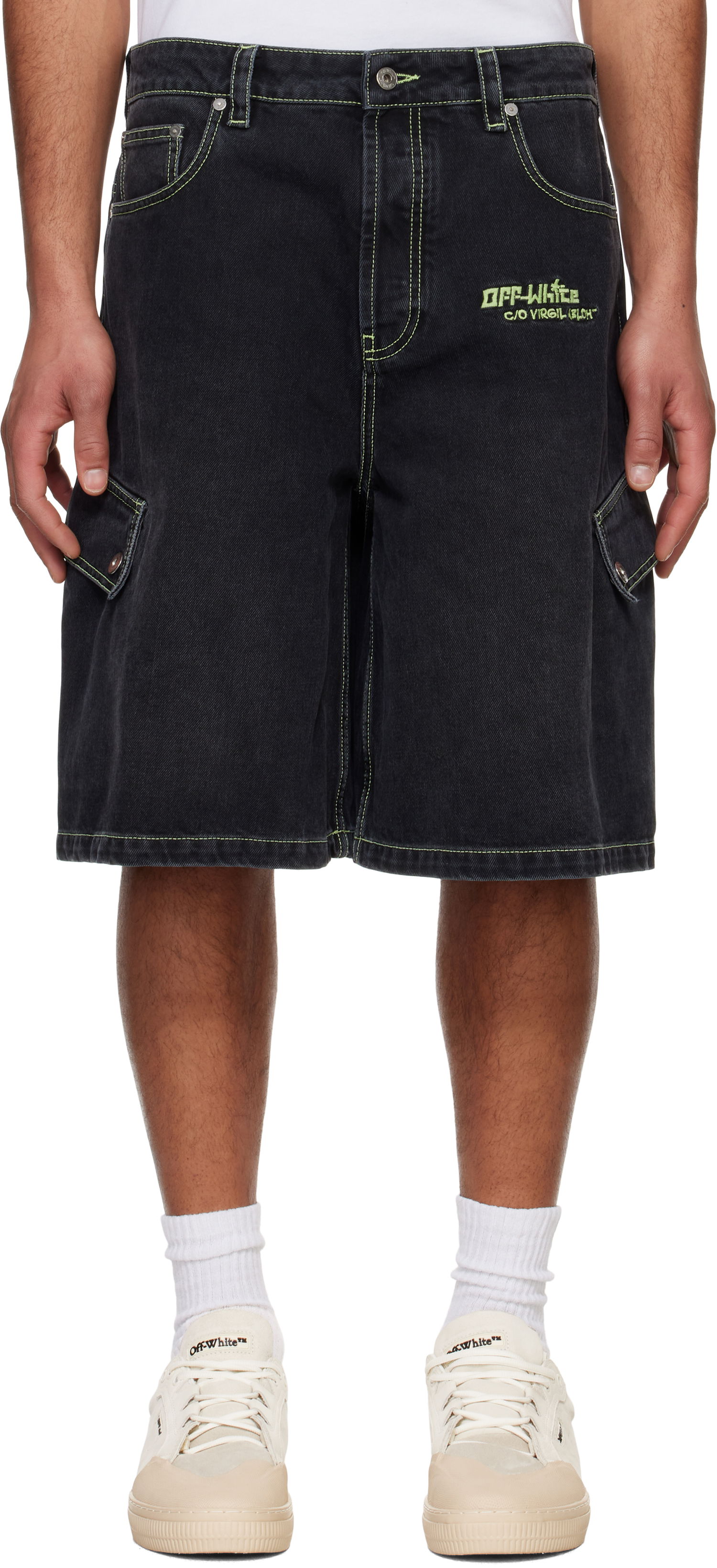 Šortky Off-White Off-White Safari Cargo Denim Shorts Čierna | OMYC024S25DEN0021350, 0