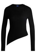 HUGO Sheer-Ribbing Asymmetrical Hem Sweater