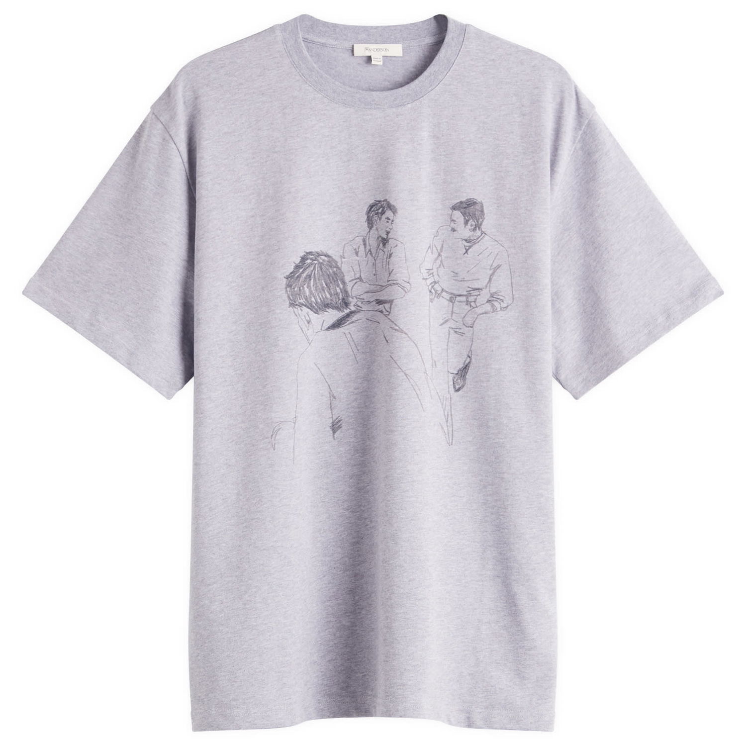 Tričko JW Anderson JW Anderson Cafe Scene Printed T-Shirt, Size Small Šedá | JT0303-PG1510-945, 1