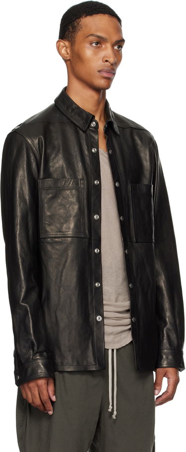 Košeľa Rick Owens Rick Owens Concordians Leather Overshirt Čierna | RU02E1744 LNV, 1