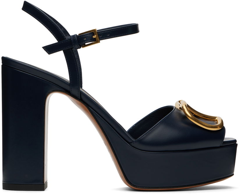 Doplnky Valentino Valentino Garavani VLogo Platform Heeled Sandals Navy | 5W2S0FG2DSH