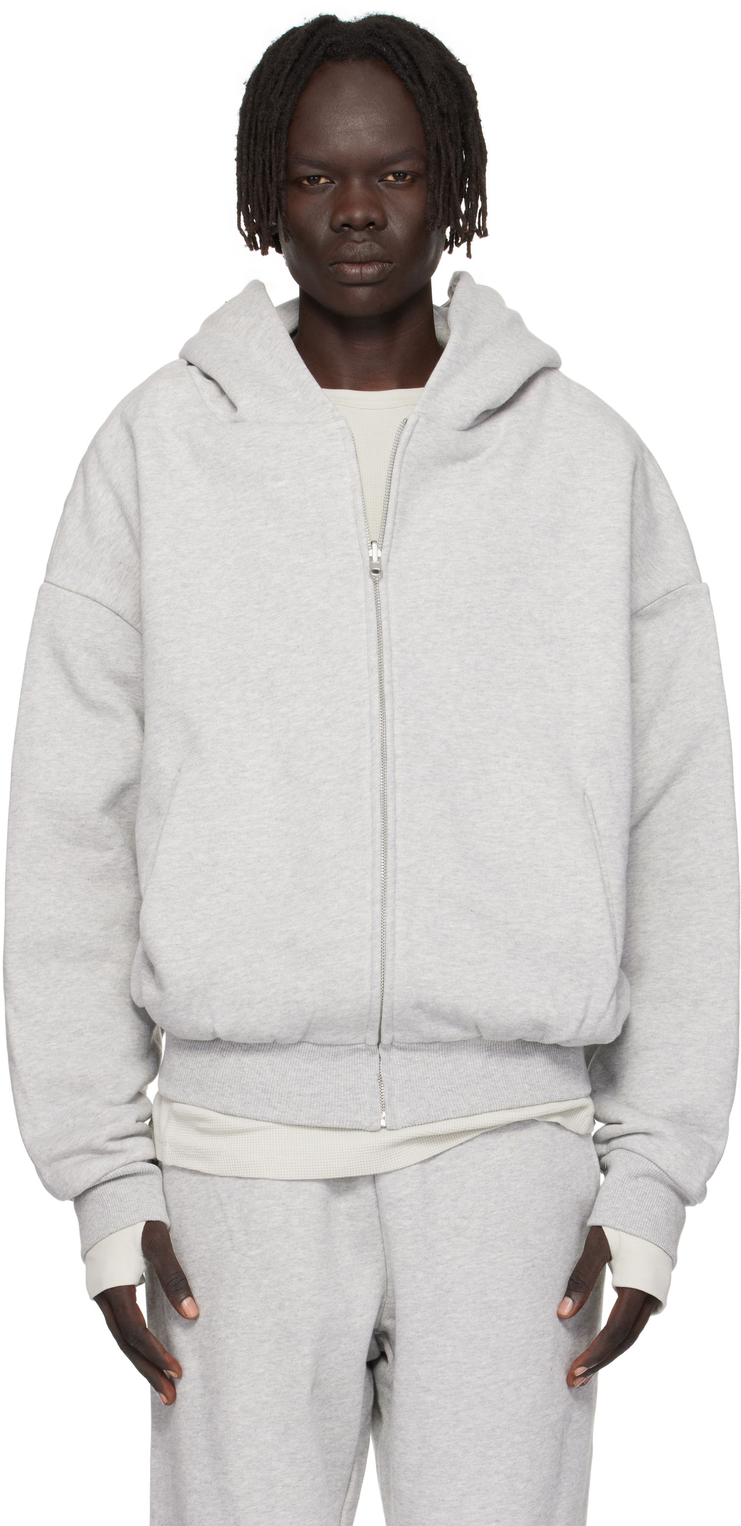 Mikina Entire Studios Entire Studios Thermal Zip-Up Hoodie Šedá | ES2488SI, 0