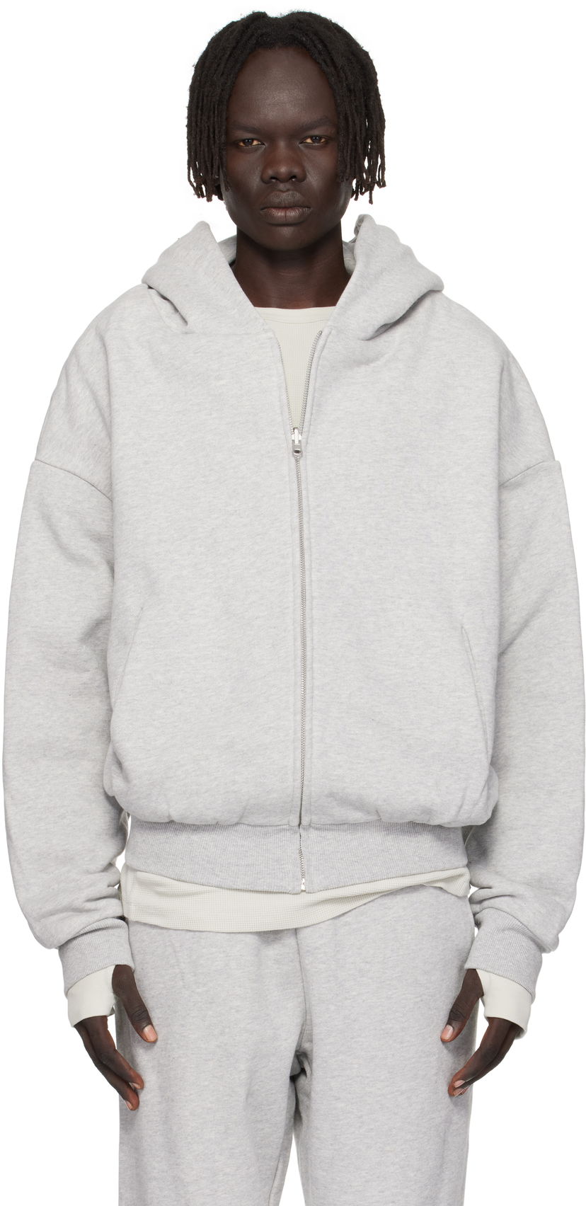 Mikina Entire Studios Entire Studios Thermal Zip-Up Hoodie Šedá | ES2488SI